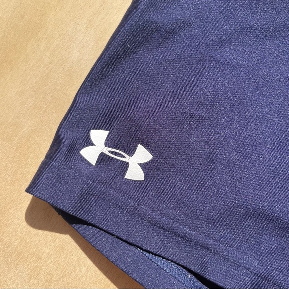 Under armor sports shorts size small athletic workout spandex fitted navy blue - Picture 2 of 7